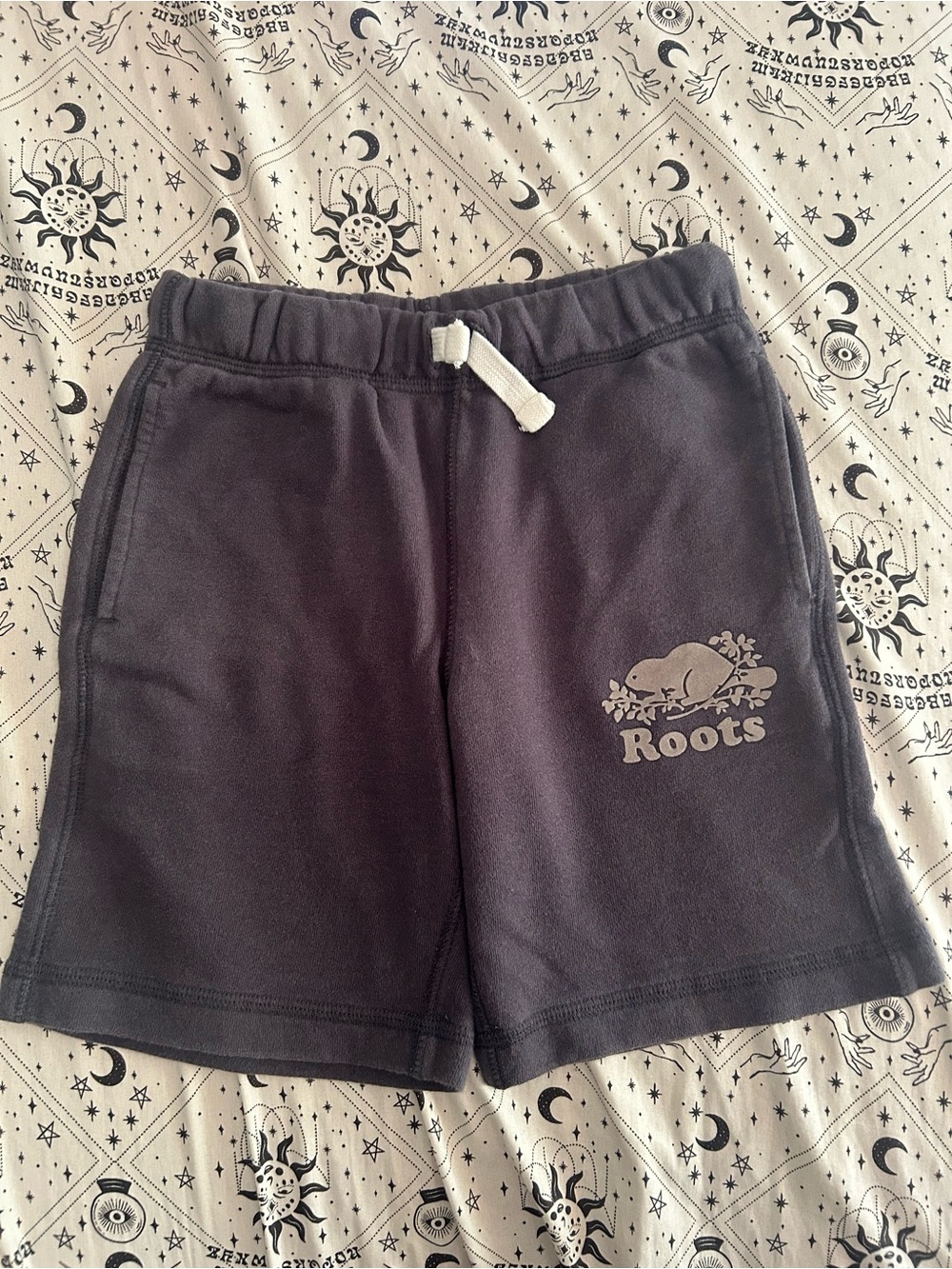 Roots Navy Blue Kids Sweat Shorts with Drawstring